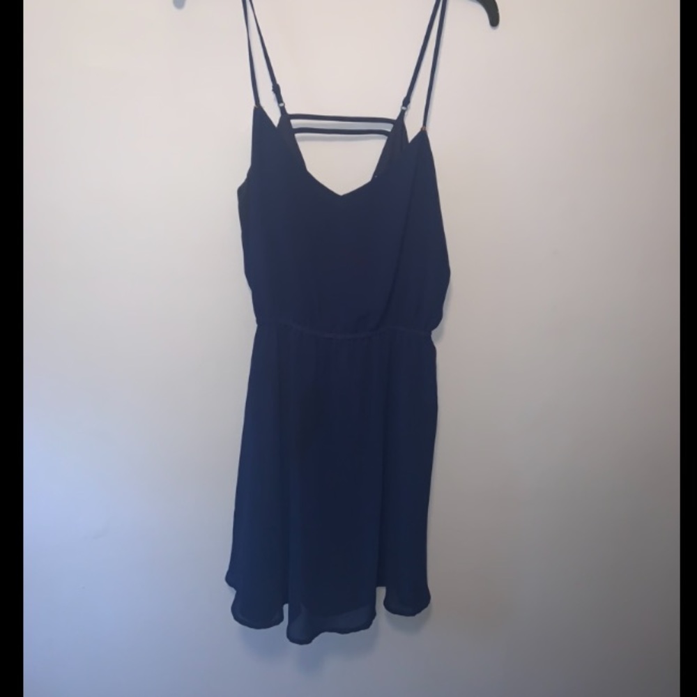 Navy flowy mini dress